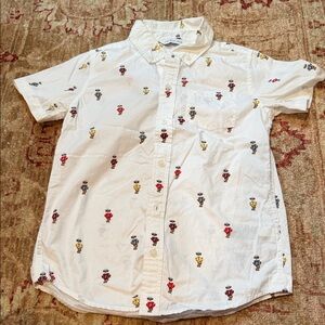 Janie and Jack White Shirt with Colorful Bear Print size 8 boys